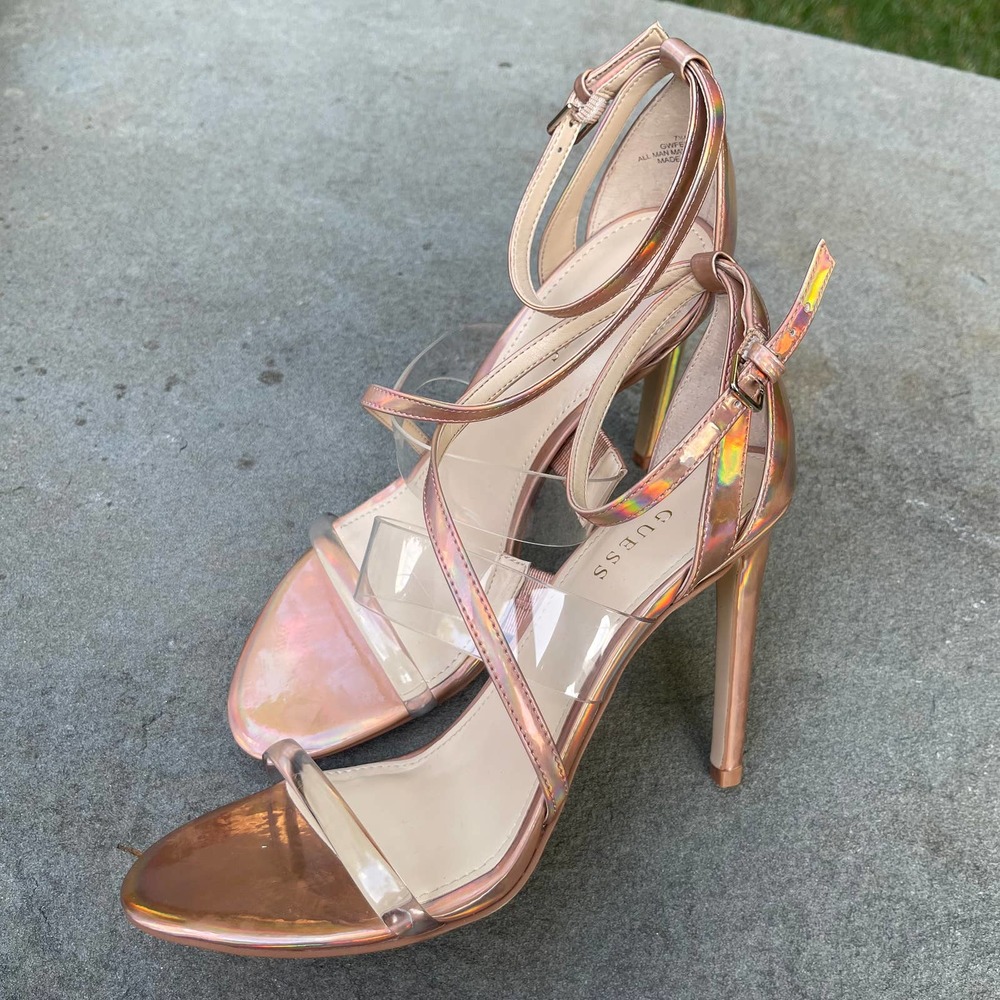 Guess Womens Heels Pink Strap Size 6 Great Condition Pump Platform T Strap